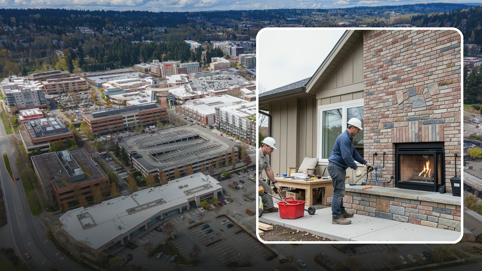 Gas Fireplace Installation in Redmond, King County, WA - Clean-burning gas fireplaces installed with proper venting and code-compliant gas lines.