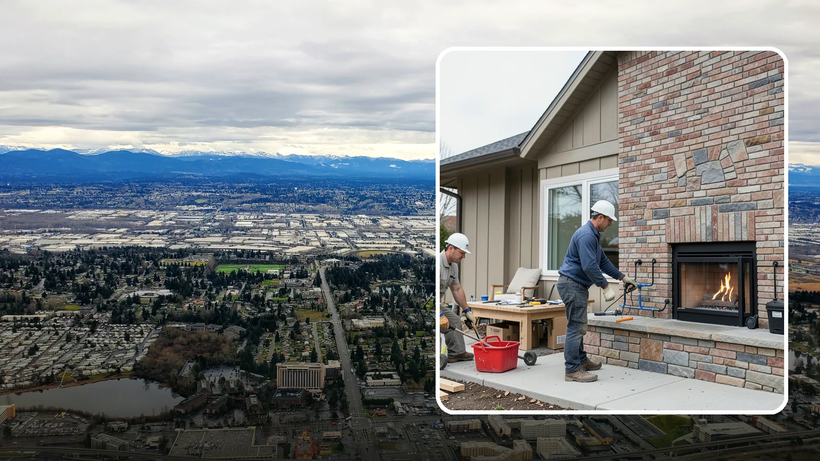 Gas Fireplace Installation in SeaTac, King County, WA - Clean-burning gas fireplaces installed with proper venting and code-compliant gas lines.