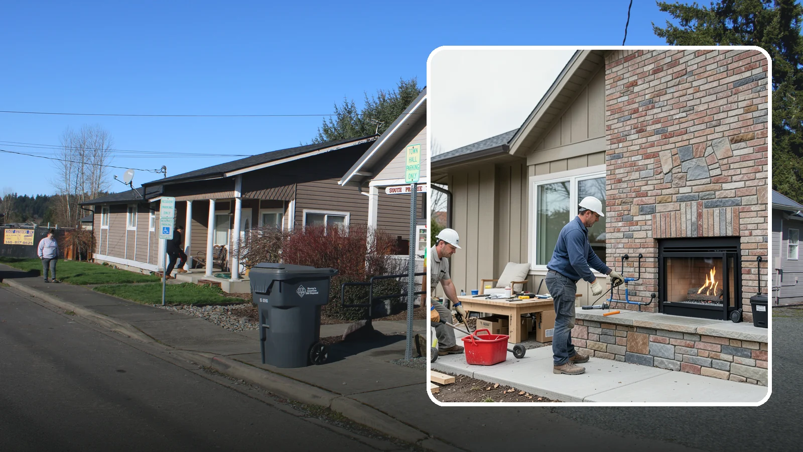 Gas Fireplace Installation in South Prairie, Pierce County, WA - Clean-burning gas fireplaces installed with proper venting and code-compliant gas lines.