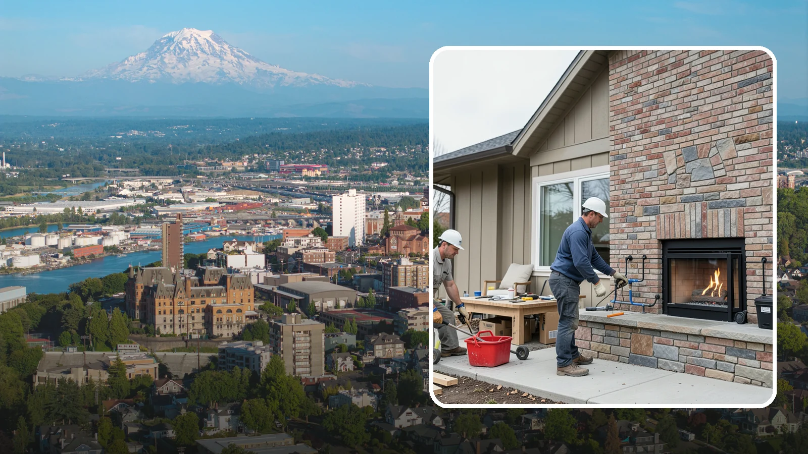 Gas Fireplace Installation in Tacoma, Pierce County, WA - Clean-burning gas fireplaces installed with proper venting and code-compliant gas lines.