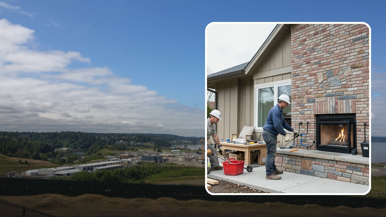 Gas Fireplace Installation in University Place, Pierce County, WA - Clean-burning gas fireplaces installed with proper venting and code-compliant gas lines.