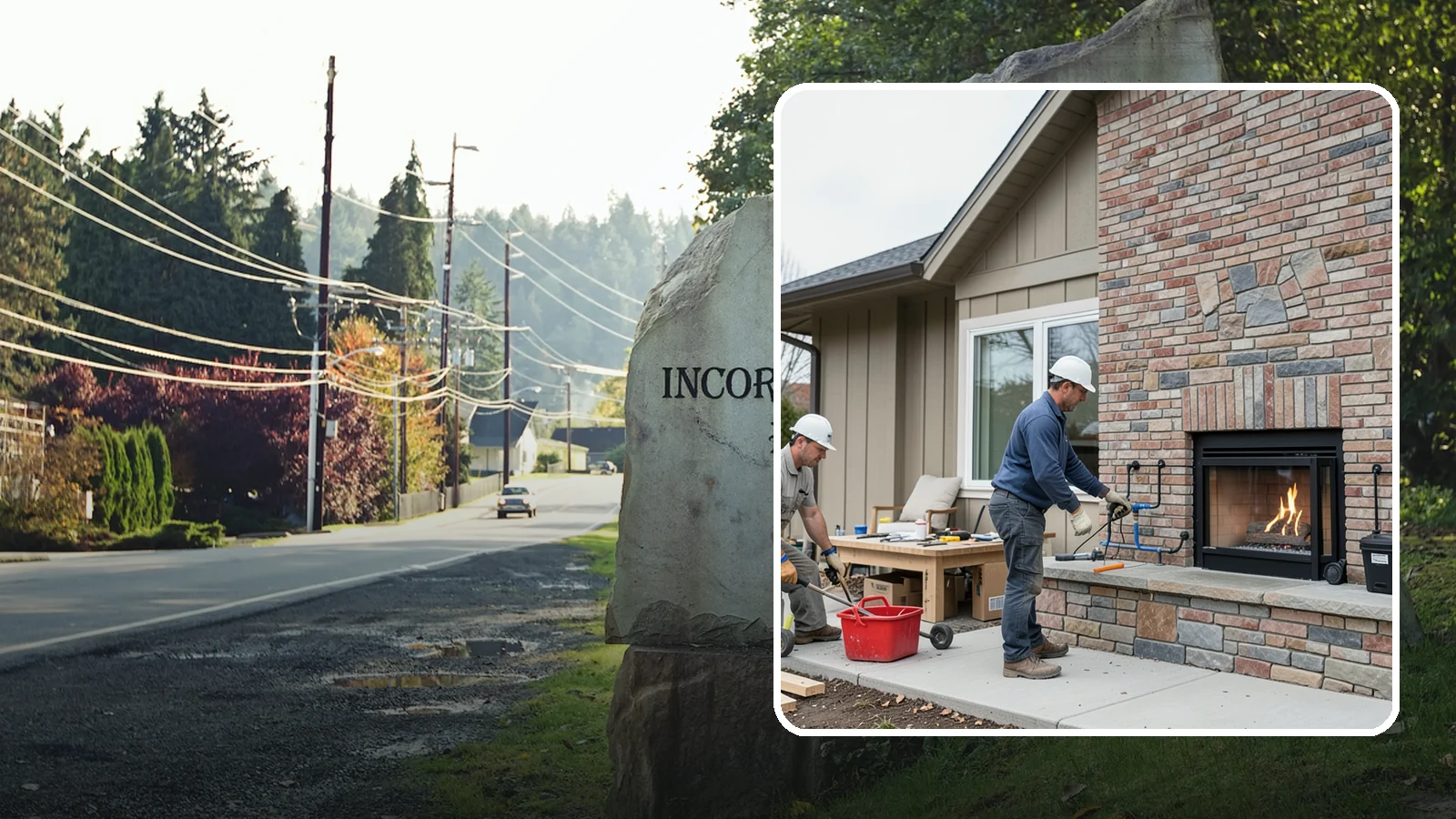 Gas Fireplace Installation in Wilkeson, Pierce County, WA - Clean-burning gas fireplaces installed with proper venting and code-compliant gas lines.