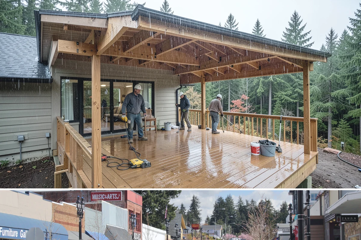 Gazebo Construction in Bothell, King County, WA - Summer scheduling lets the roof and finishes complete before the fall rains arrive.