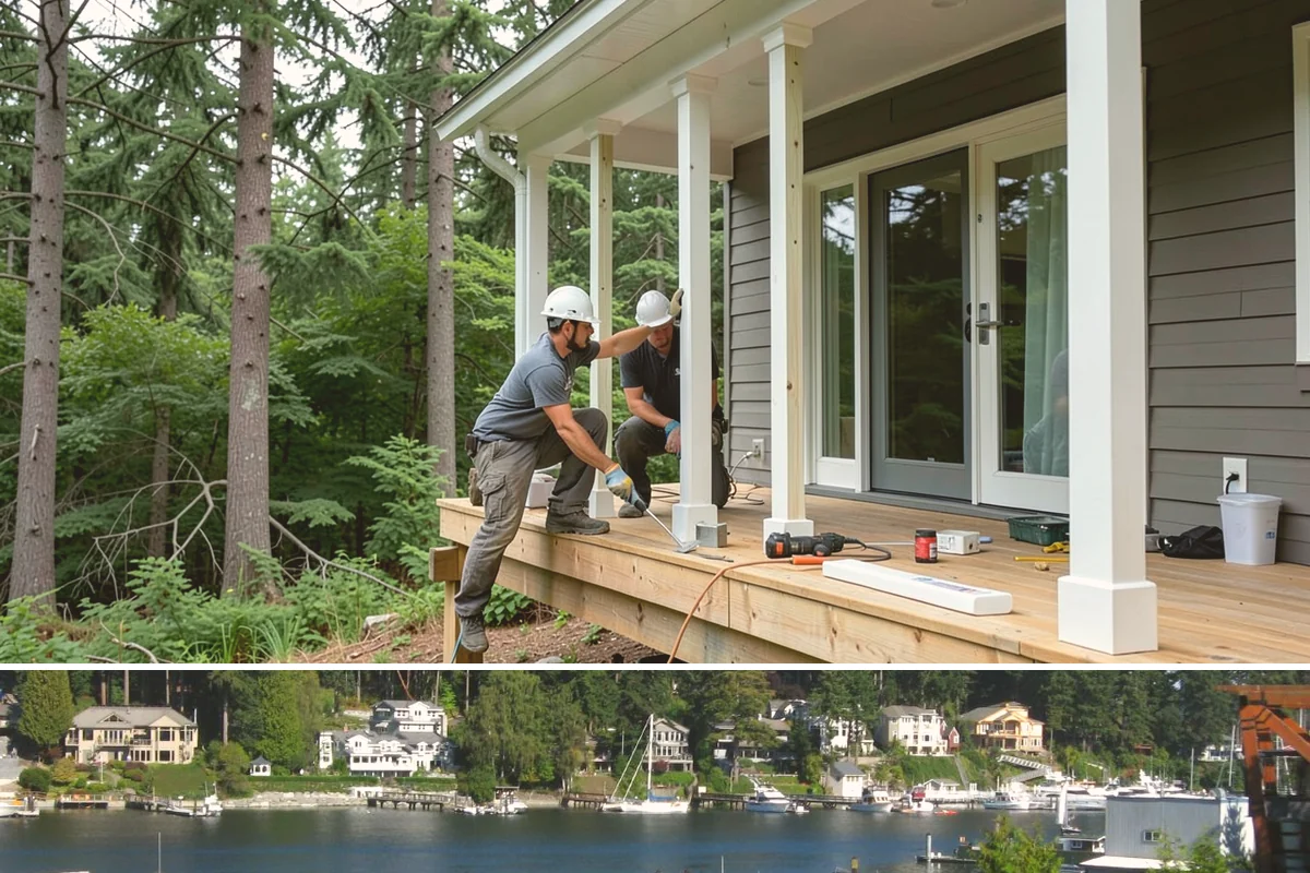 Gazebo Construction in Gig Harbor, Pierce County, WA - Summer scheduling lets the roof and finishes complete before the fall rains arrive.