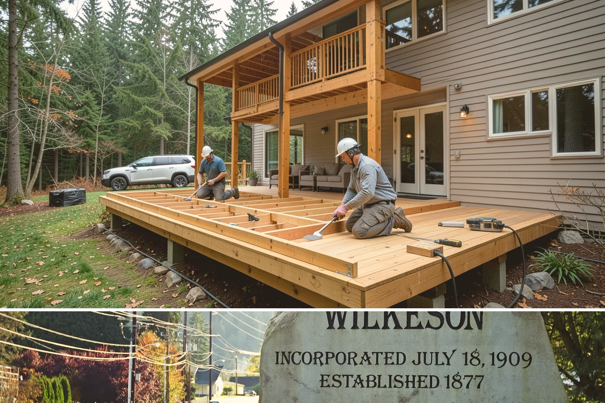 Gazebo Construction in Wilkeson, Pierce County, WA - Summer scheduling lets the roof and finishes complete before the fall rains arrive.