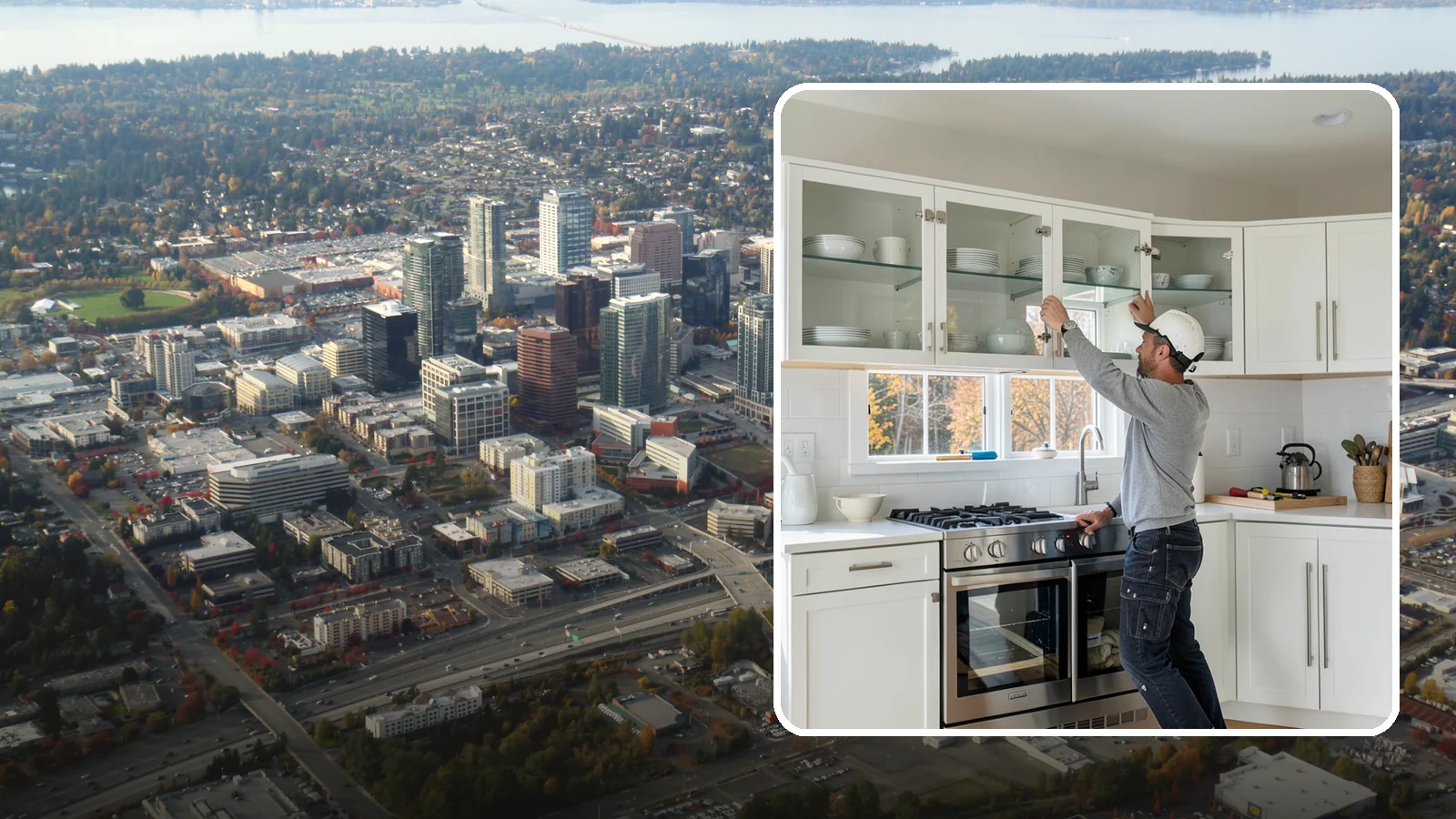 Glass Cabinet Door Installation in Bellevue, King County, WA - Adding or converting cabinet doors to glass fronts to display dishware and lighten the look of upper cabinets.
