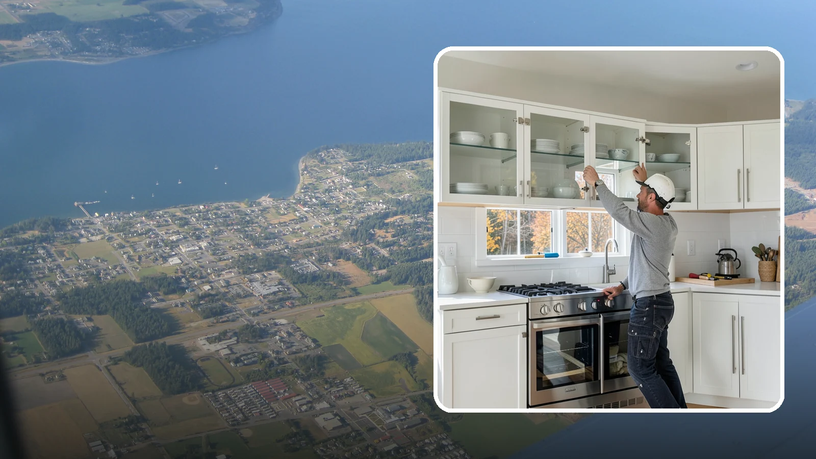 Glass Cabinet Door Installation in Coupeville, Island County, WA - Adding or converting cabinet doors to glass fronts to display dishware and lighten the look of upper cabinets.