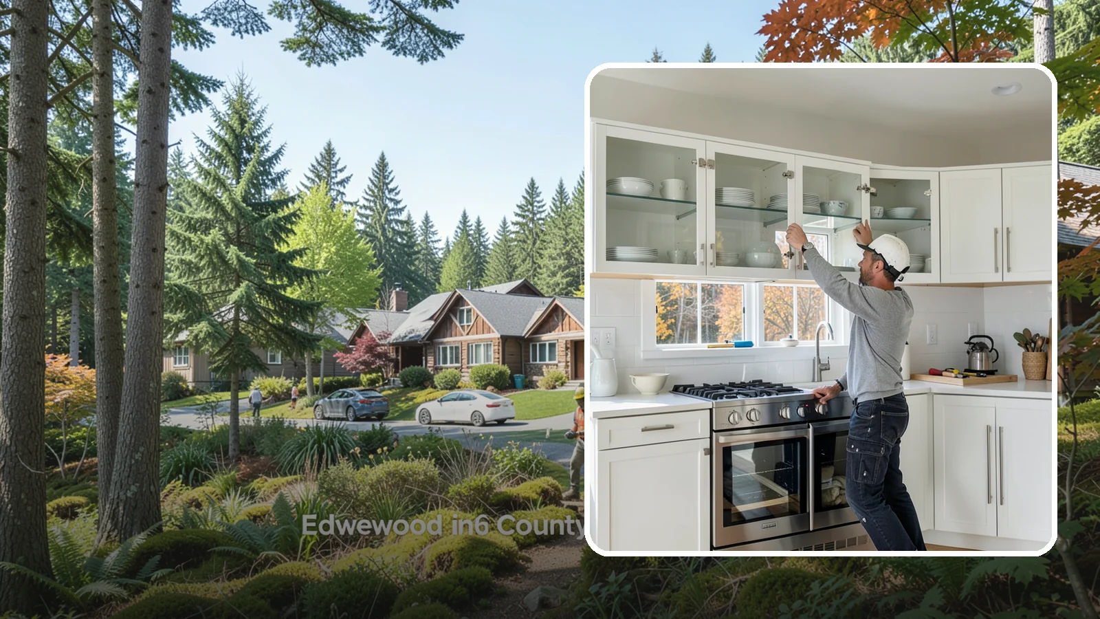Glass Cabinet Door Installation in Edgewood, Pierce County, WA - Adding or converting cabinet doors to glass fronts to display dishware and lighten the look of upper cabinets.