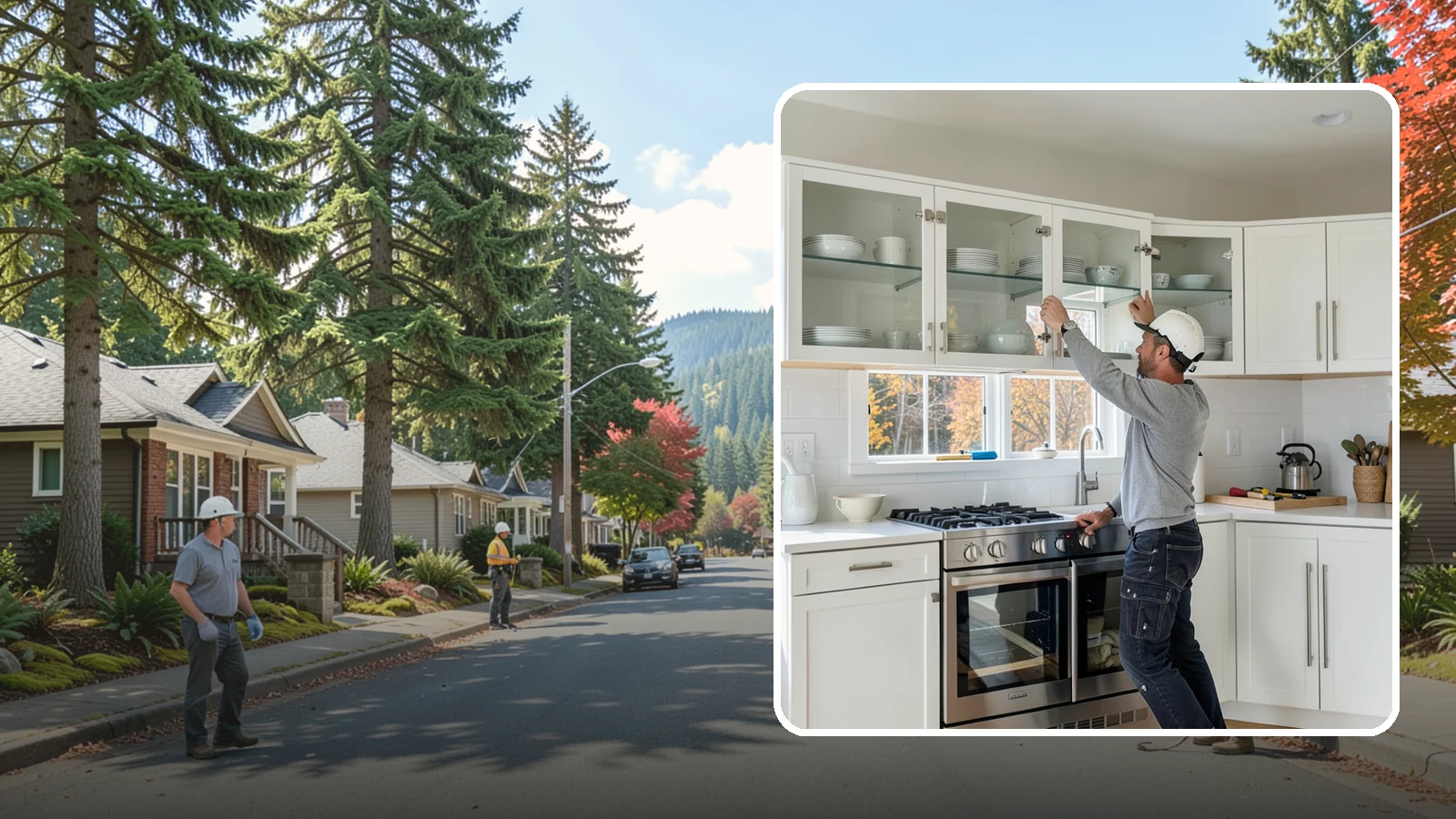 Glass Cabinet Door Installation in Hunts Point, King County, WA - Adding or converting cabinet doors to glass fronts to display dishware and lighten the look of upper cabinets.