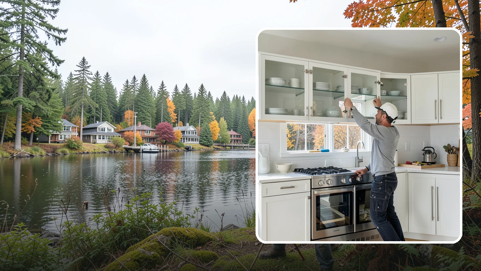 Glass Cabinet Door Installation in La Conner, Skagit County, WA - Adding or converting cabinet doors to glass fronts to display dishware and lighten the look of upper cabinets.