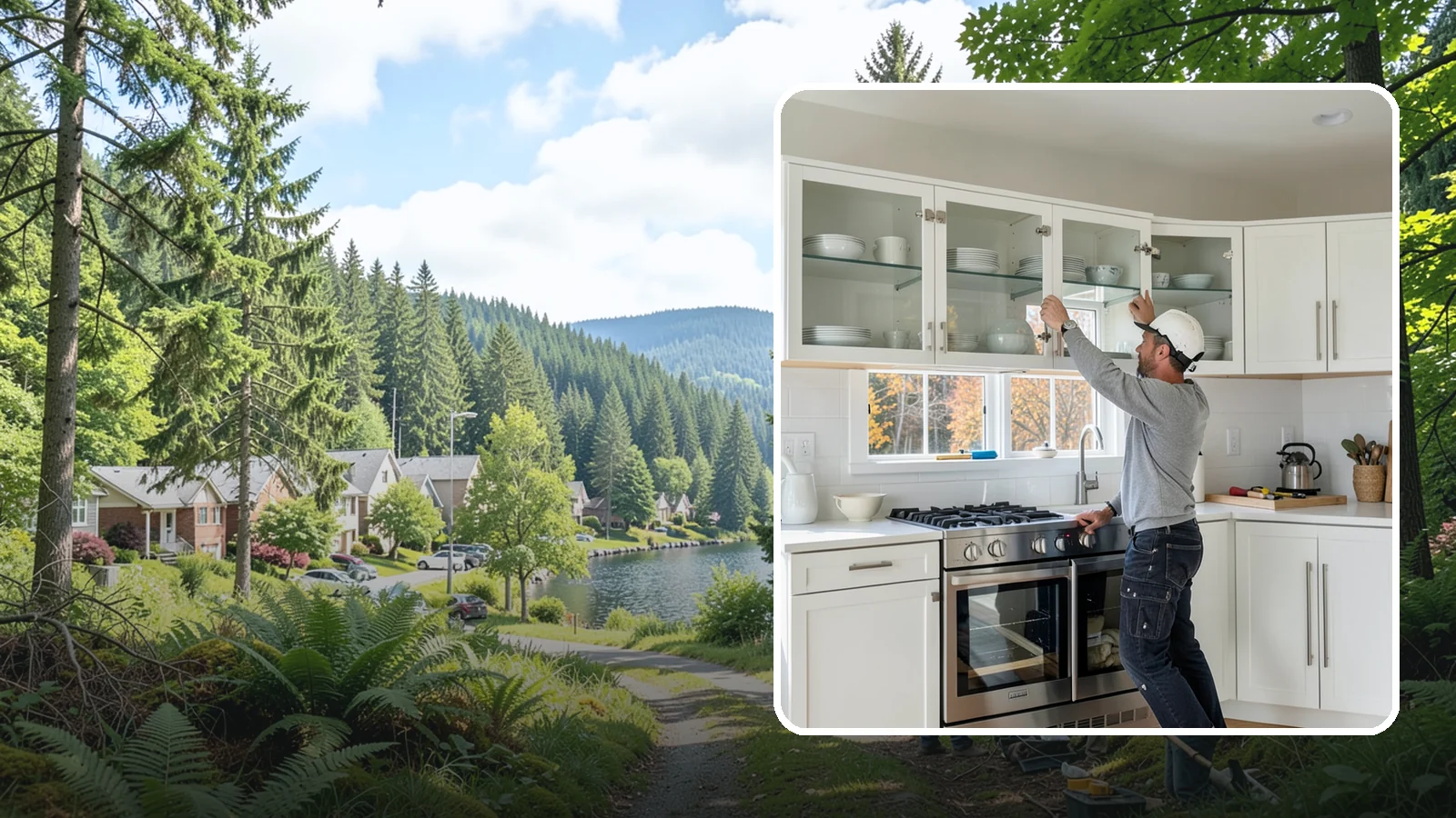 Glass Cabinet Door Installation in Lake Forest Park, King County, WA - Adding or converting cabinet doors to glass fronts to display dishware and lighten the look of upper cabinets.