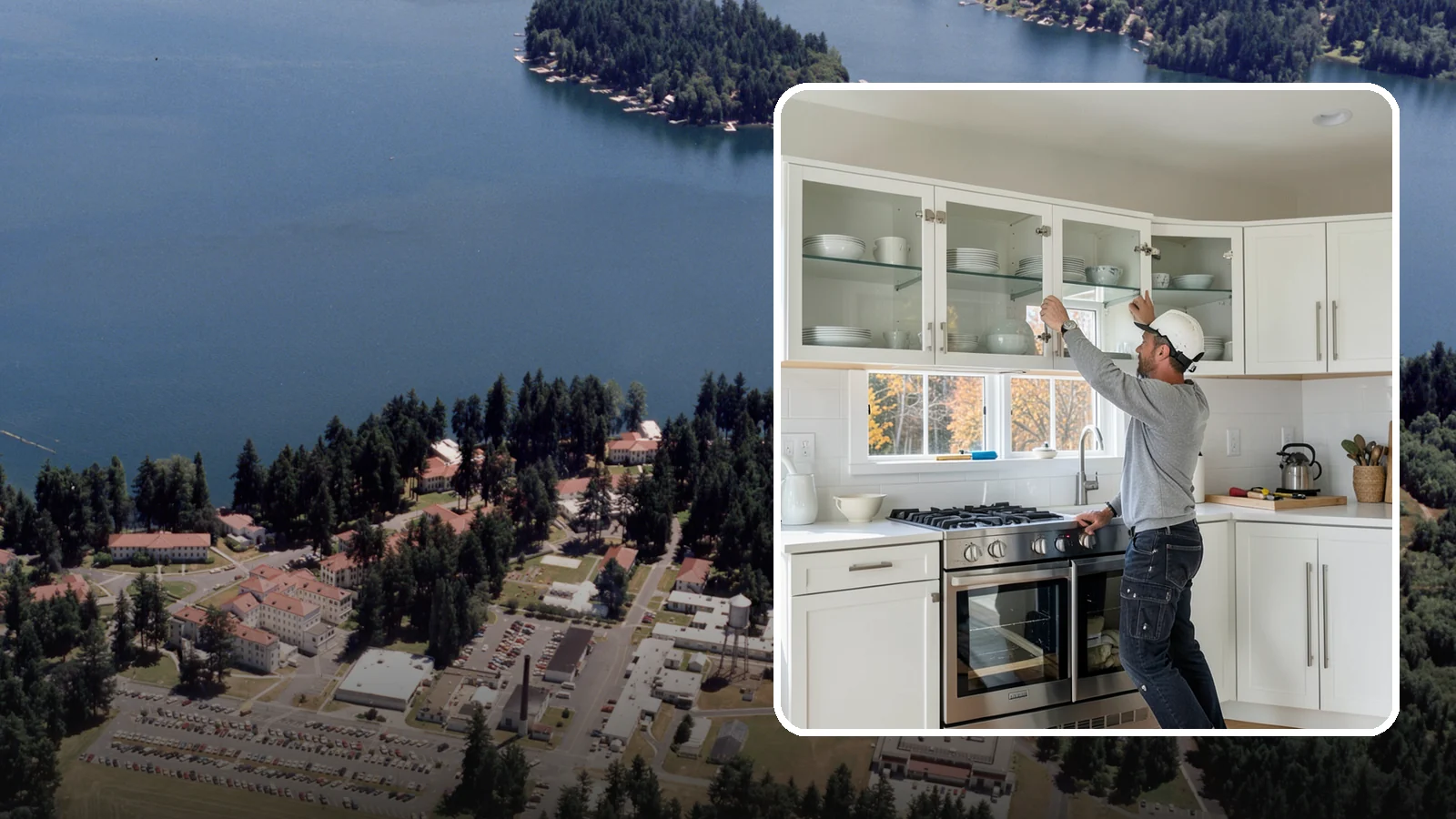 Glass Cabinet Door Installation in Lakewood, Pierce County, WA - Adding or converting cabinet doors to glass fronts to display dishware and lighten the look of upper cabinets.