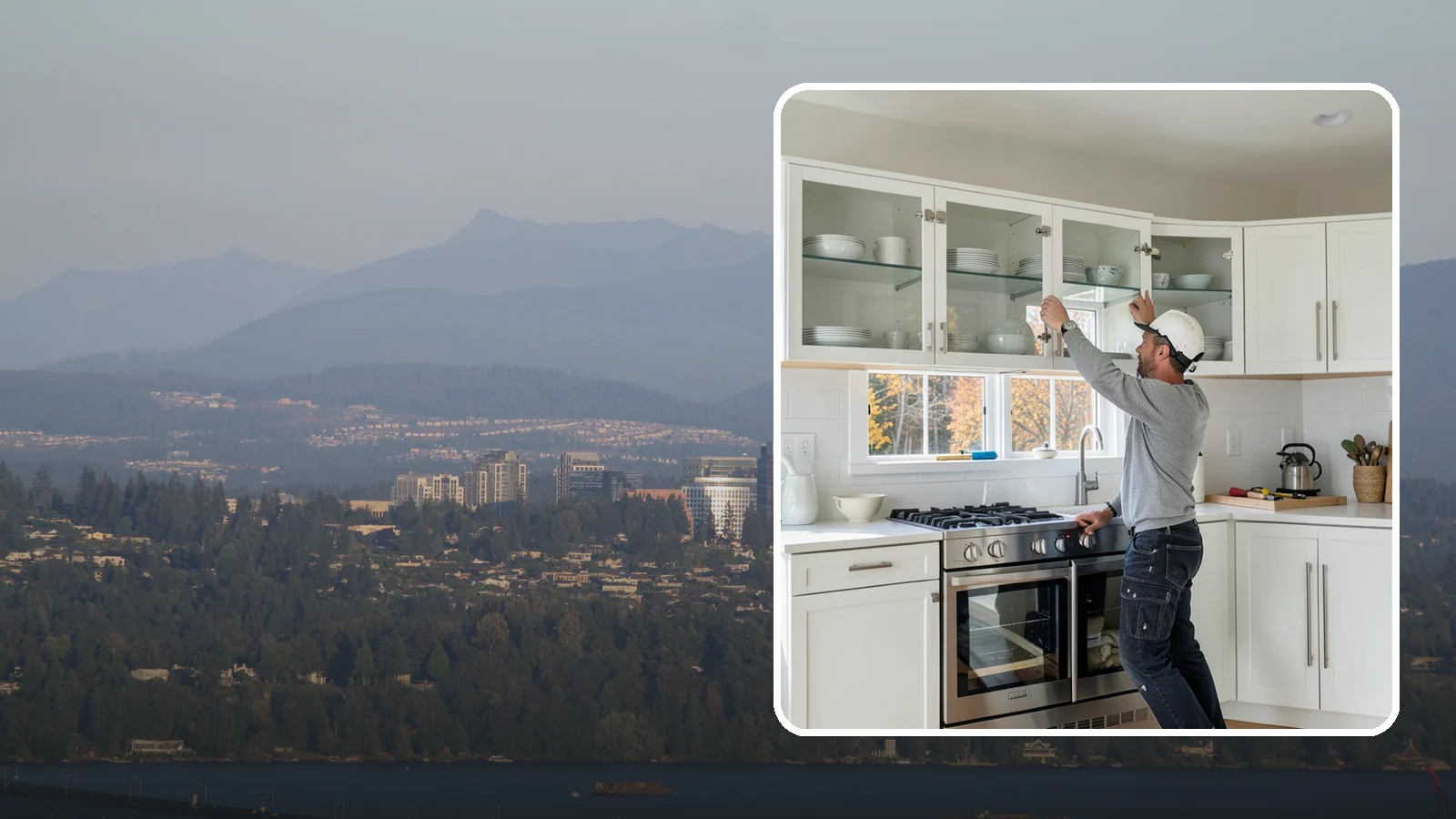 Glass Cabinet Door Installation in Medina, King County, WA - Adding or converting cabinet doors to glass fronts to display dishware and lighten the look of upper cabinets.
