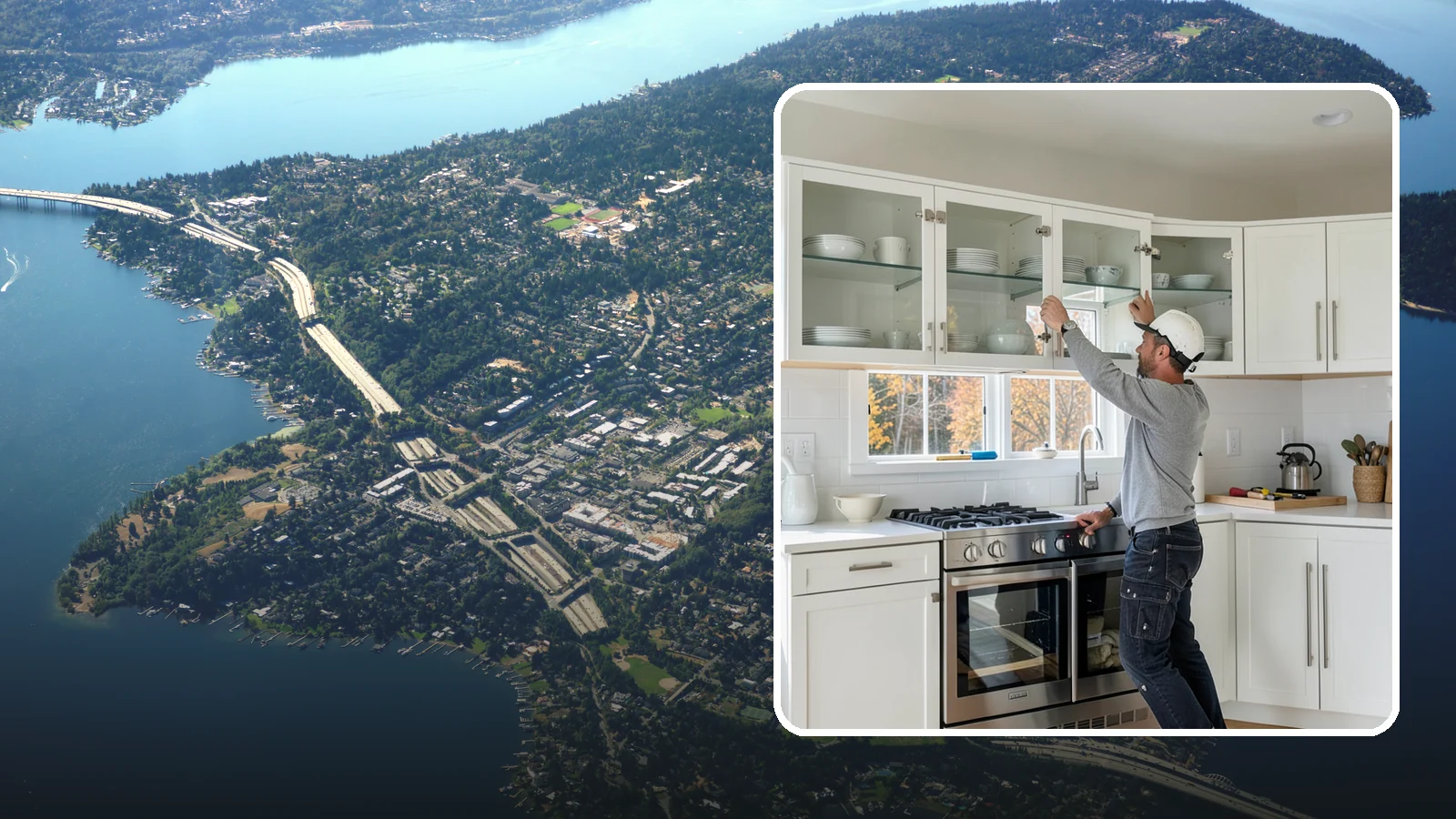 Glass Cabinet Door Installation in Mercer Island, King County, WA - Adding or converting cabinet doors to glass fronts to display dishware and lighten the look of upper cabinets.