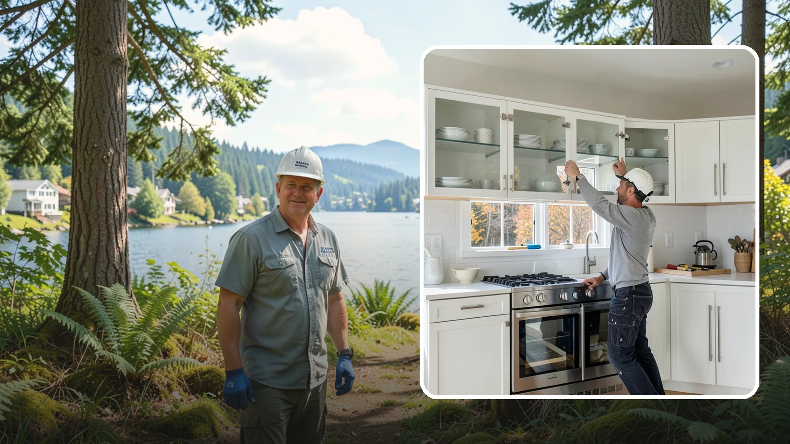 Glass Cabinet Door Installation in Milton, King County, WA - Adding or converting cabinet doors to glass fronts to display dishware and lighten the look of upper cabinets.