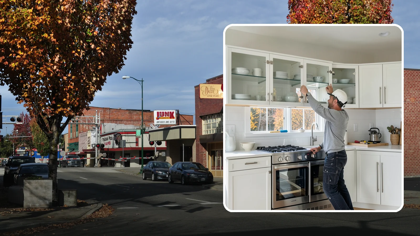 Glass Cabinet Door Installation in Puyallup, Pierce County, WA - Adding or converting cabinet doors to glass fronts to display dishware and lighten the look of upper cabinets.