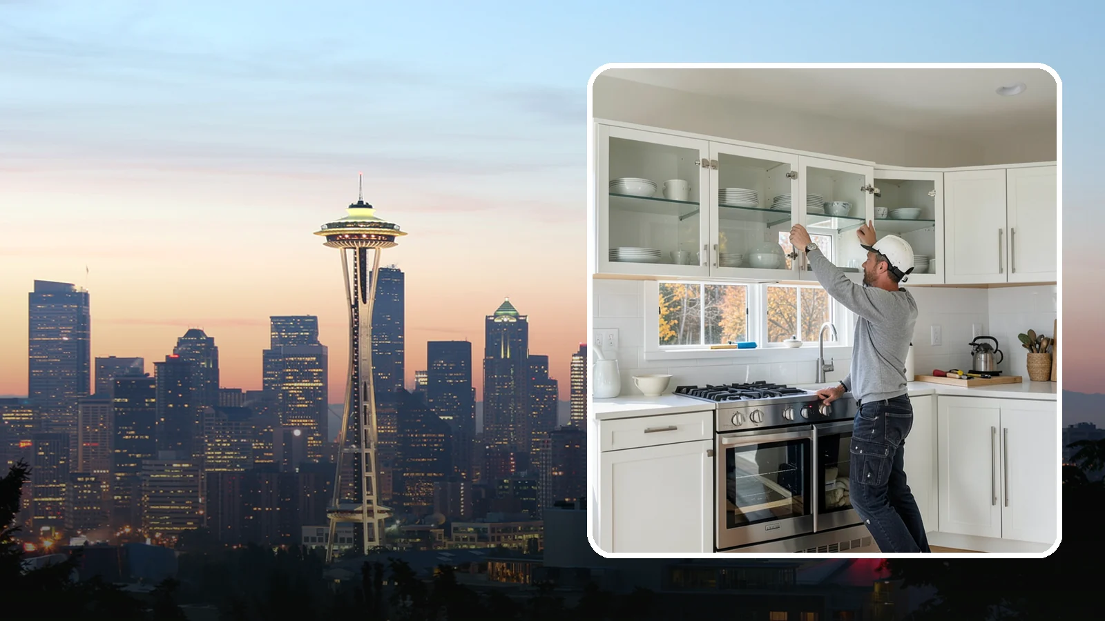 Glass Cabinet Door Installation in Seattle, King County, WA - Adding or converting cabinet doors to glass fronts to display dishware and lighten the look of upper cabinets.