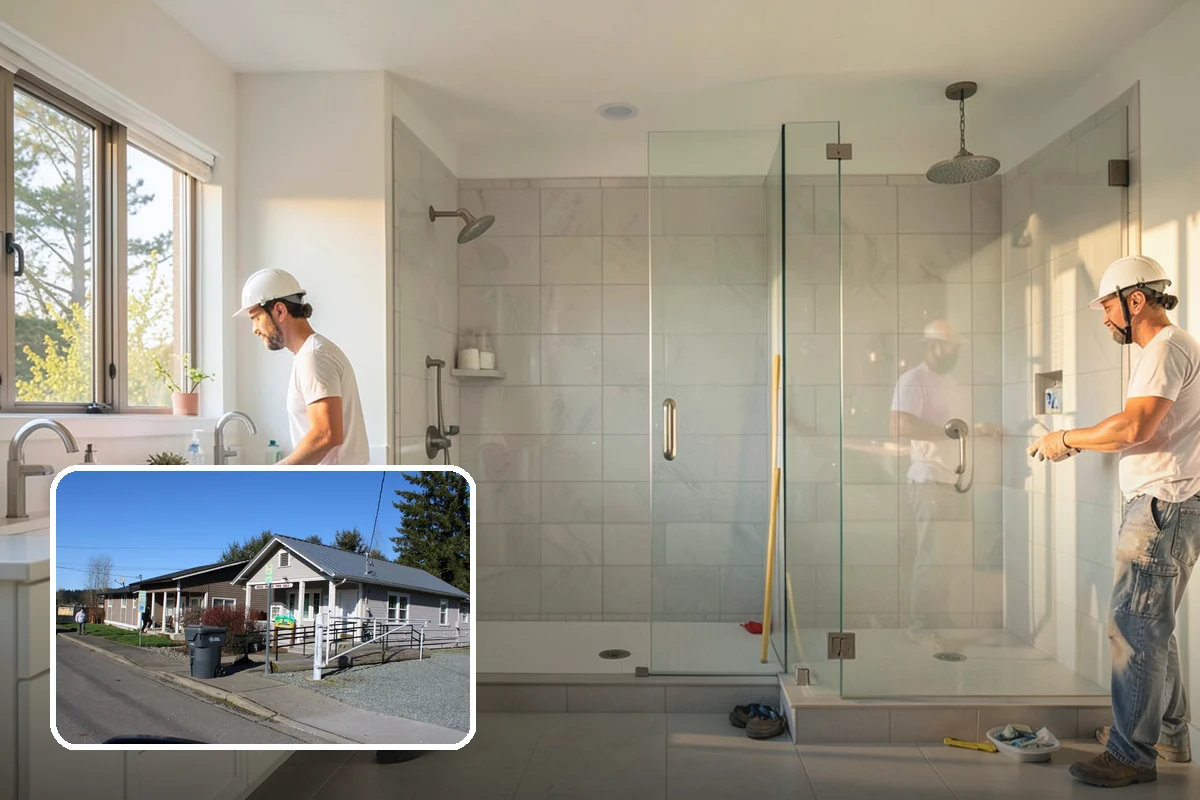 Glass Cabinet Door Installation in South Prairie, Pierce County, WA - A lighter, more open cabinet look