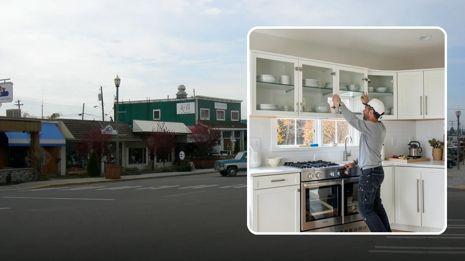 Glass Cabinet Door Installation in Stanwood, Snohomish County, WA - Adding or converting cabinet doors to glass fronts to display dishware and lighten the look of upper cabinets.