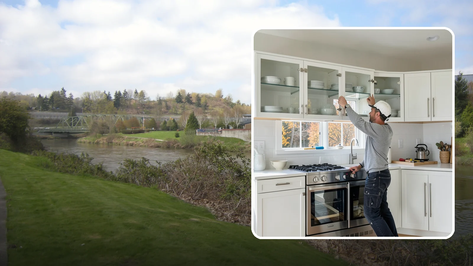 Glass Cabinet Door Installation in Tukwila, King County, WA - Adding or converting cabinet doors to glass fronts to display dishware and lighten the look of upper cabinets.