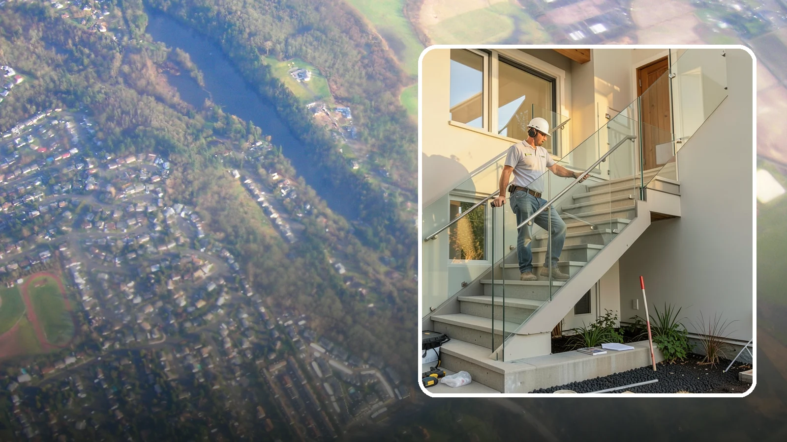 Glass Railing Installation in Algona, King County, WA - Tempered glass railings that add safety and light-filled openness to any stair or landing.