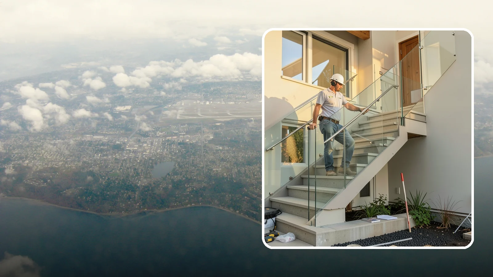 Glass Railing Installation in Burien, King County, WA - Tempered glass railings that add safety and light-filled openness to any stair or landing.