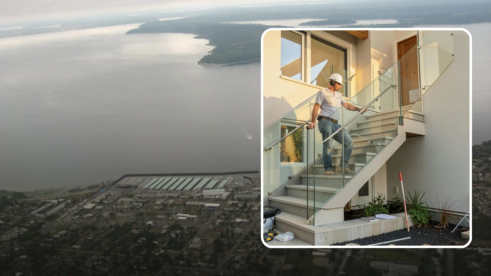 Glass Railing Installation in Des Moines, King County, WA - Tempered glass railings that add safety and light-filled openness to any stair or landing.