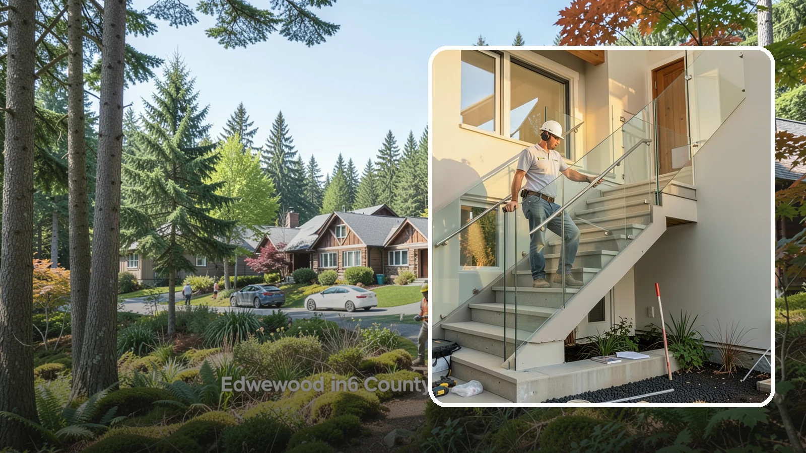Glass Railing Installation in Edgewood, Pierce County, WA - Tempered glass railings that add safety and light-filled openness to any stair or landing.