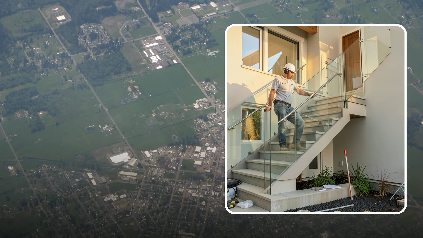 Glass Railing Installation in Enumclaw, King County, WA - Tempered glass railings that add safety and light-filled openness to any stair or landing.