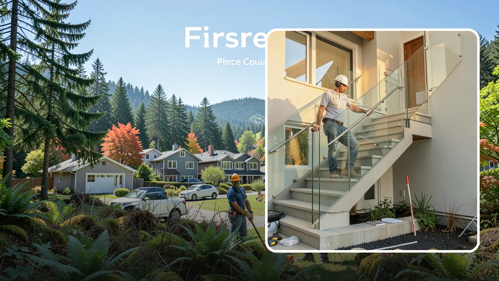 Glass Railing Installation in Fircrest, Pierce County, WA - Tempered glass railings that add safety and light-filled openness to any stair or landing.