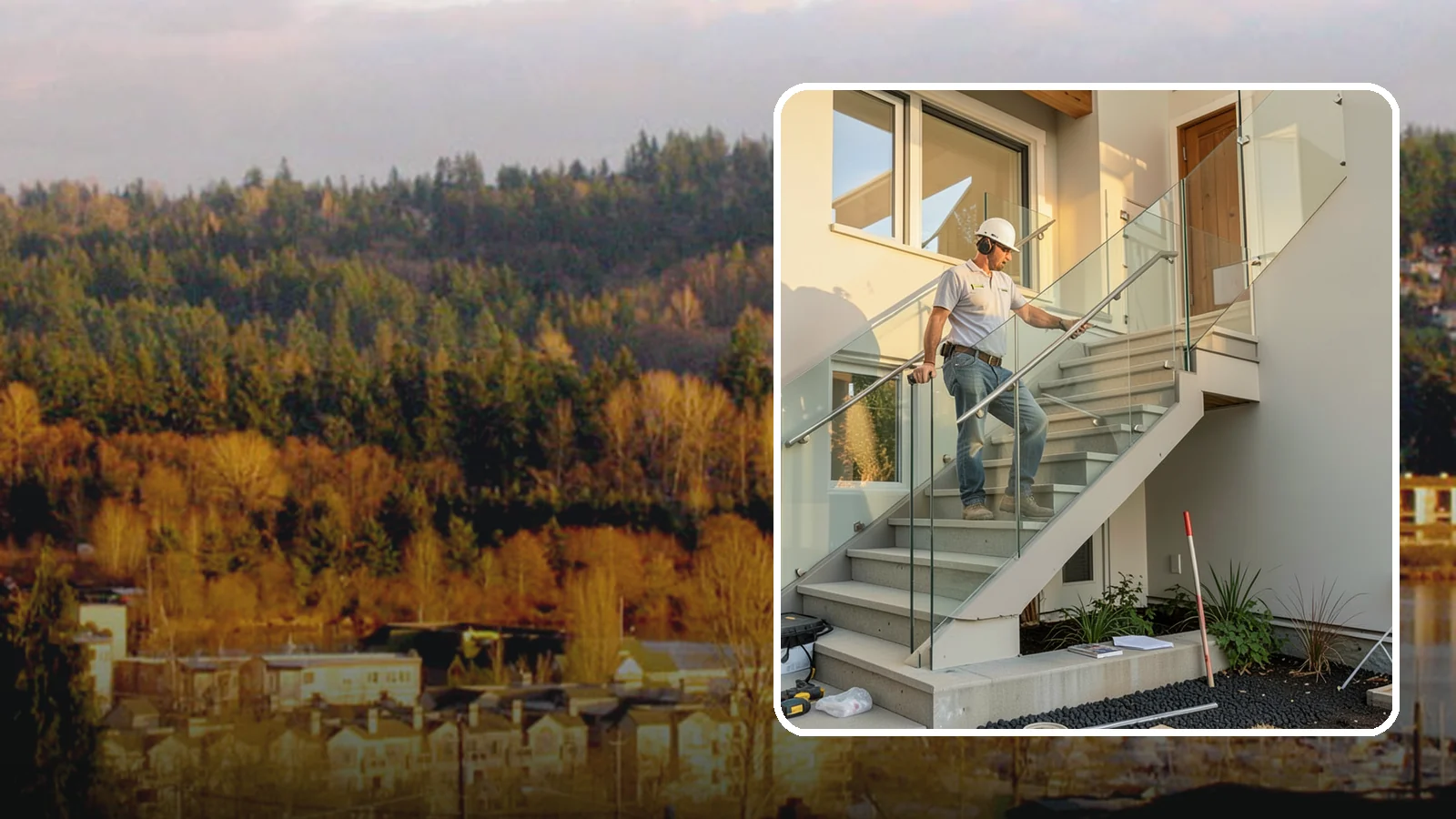 Glass Railing Installation in Kenmore, King County, WA - Tempered glass railings that add safety and light-filled openness to any stair or landing.