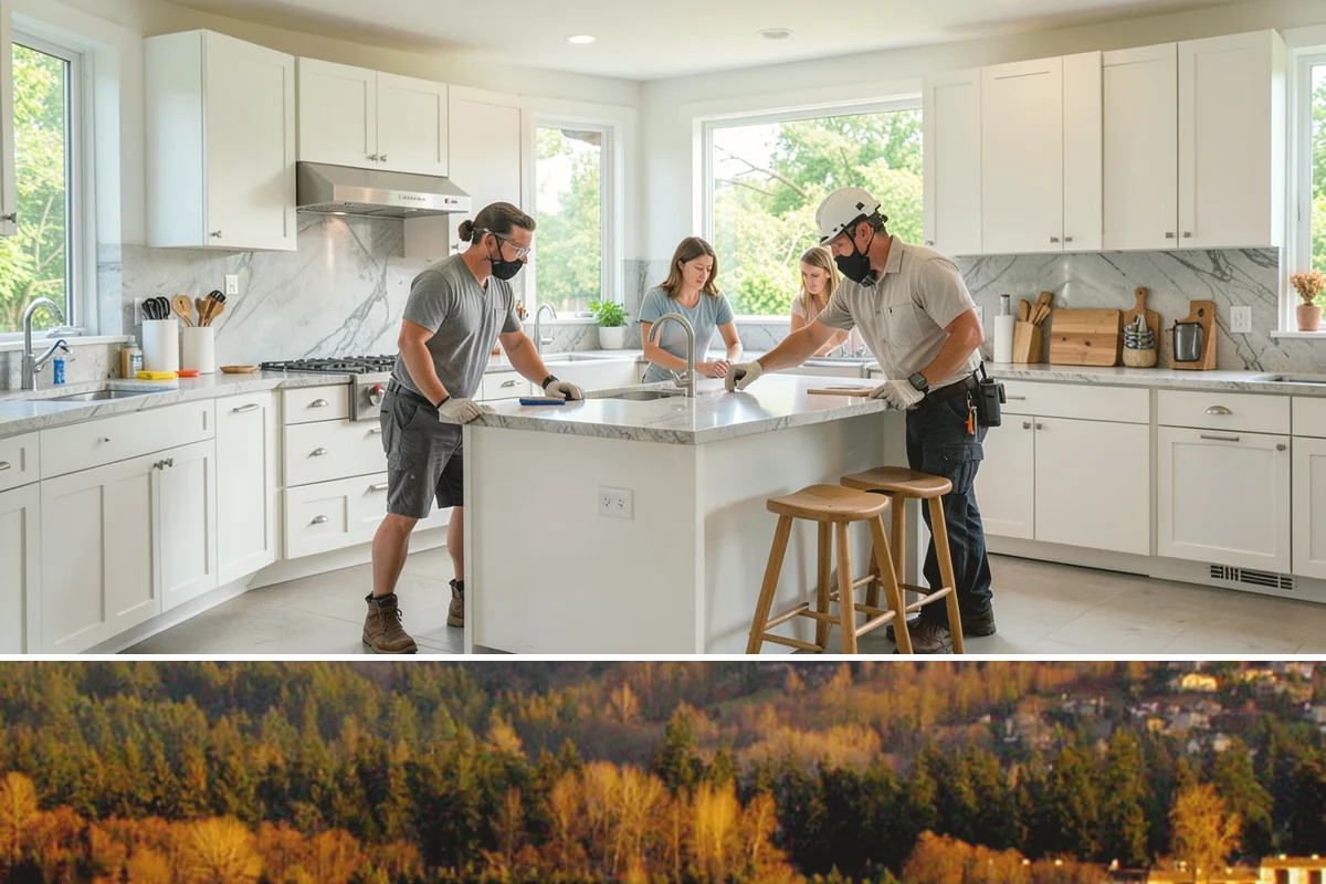Glass Railing Installation in Kenmore, King County, WA - Glass railing work is precise indoor installation suited to any time of year.