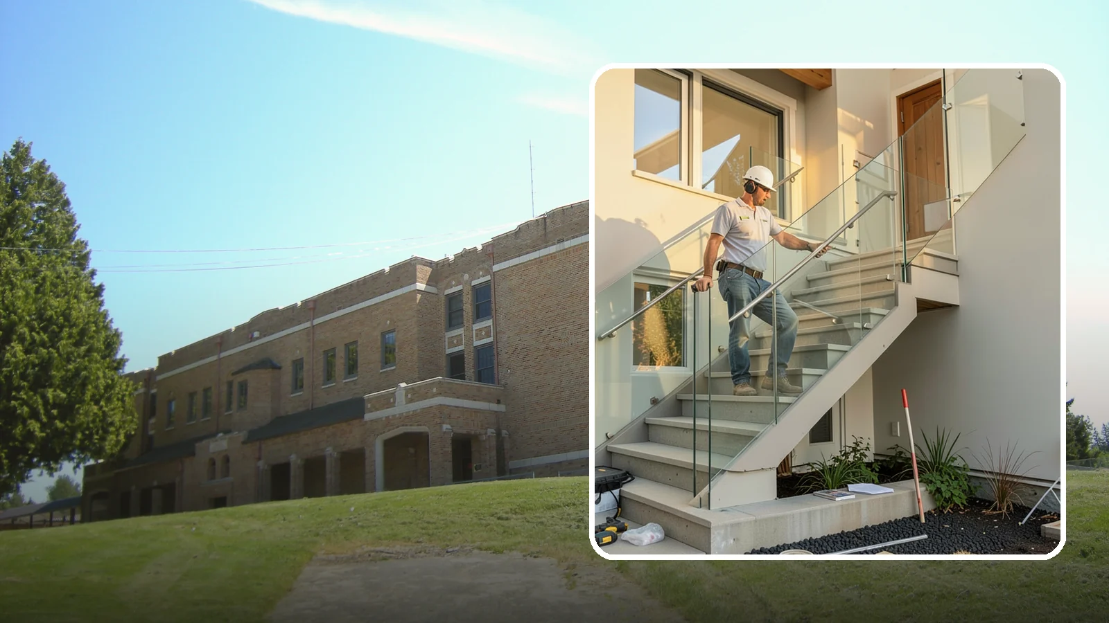 Glass Railing Installation in Maple Valley, King County, WA - Tempered glass railings that add safety and light-filled openness to any stair or landing.