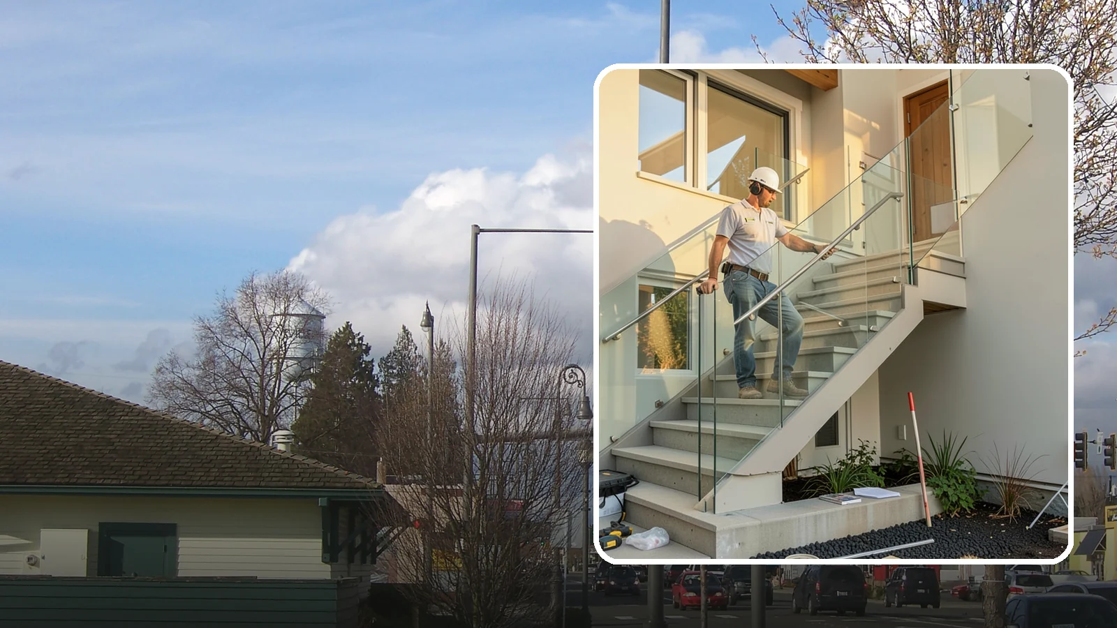 Glass Railing Installation in Marysville, Snohomish County, WA - Tempered glass railings that add safety and light-filled openness to any stair or landing.