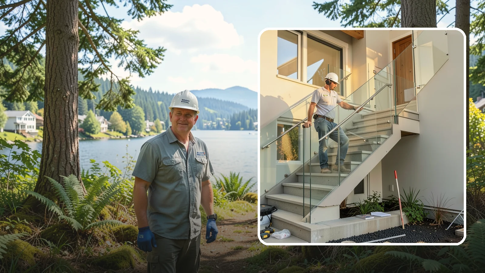Glass Railing Installation in Milton, King County, WA - Tempered glass railings that add safety and light-filled openness to any stair or landing.