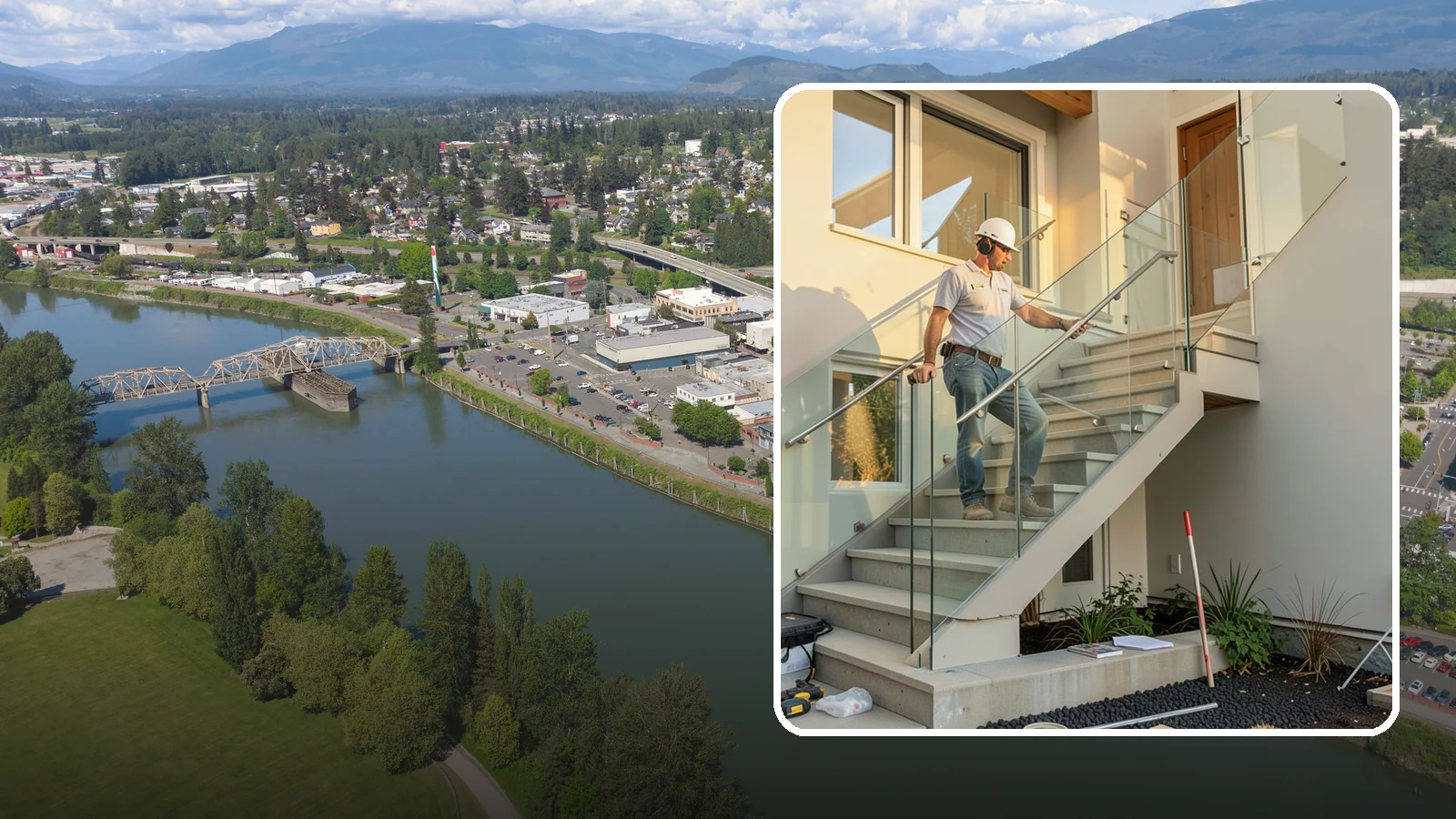 Glass Railing Installation in Mount Vernon, Skagit County, WA - Tempered glass railings that add safety and light-filled openness to any stair or landing.