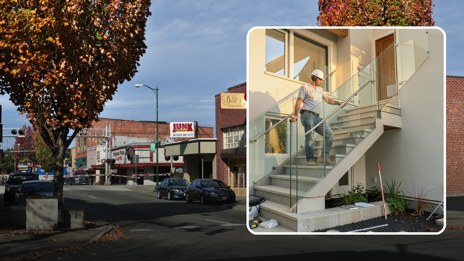 Glass Railing Installation in Puyallup, Pierce County, WA - Tempered glass railings that add safety and light-filled openness to any stair or landing.