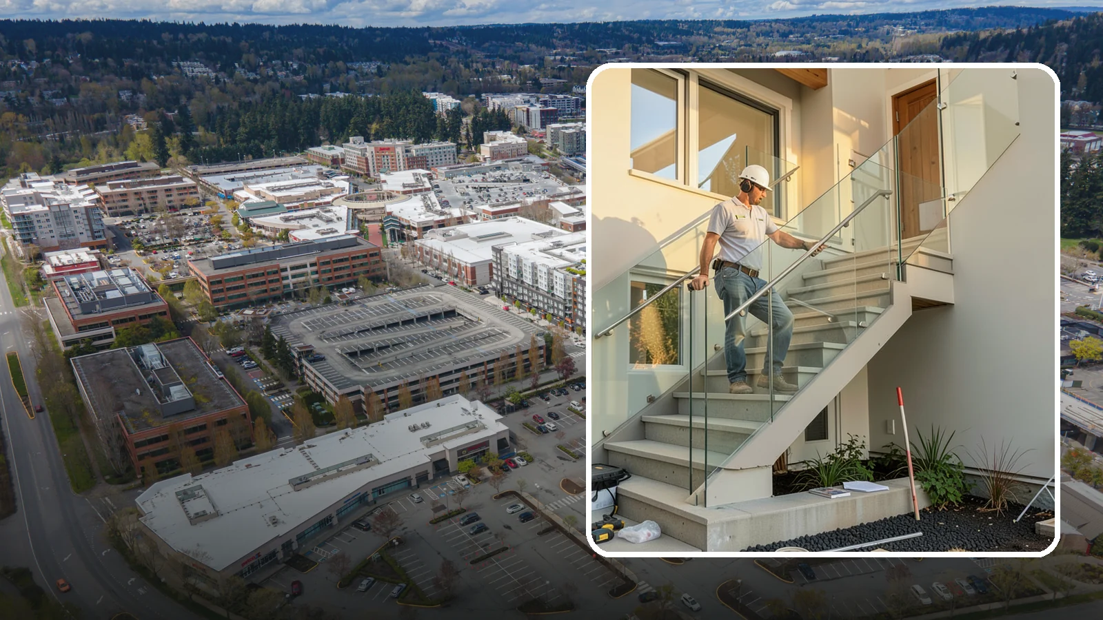 Glass Railing Installation in Redmond, King County, WA - Tempered glass railings that add safety and light-filled openness to any stair or landing.