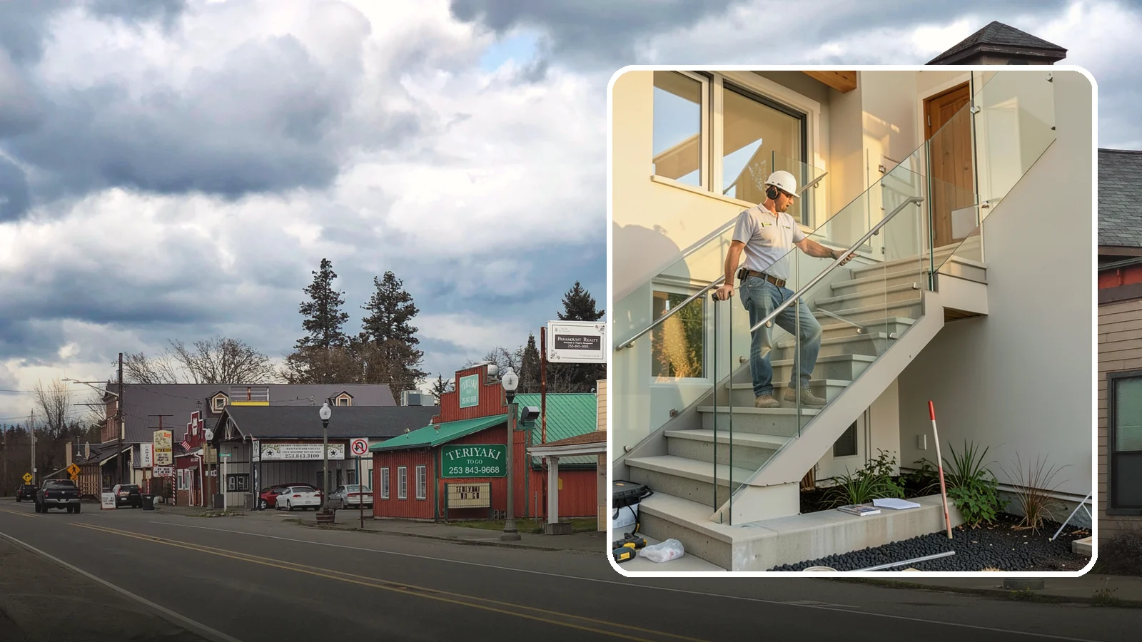 Glass Railing Installation in Roy, Pierce County, WA - Tempered glass railings that add safety and light-filled openness to any stair or landing.