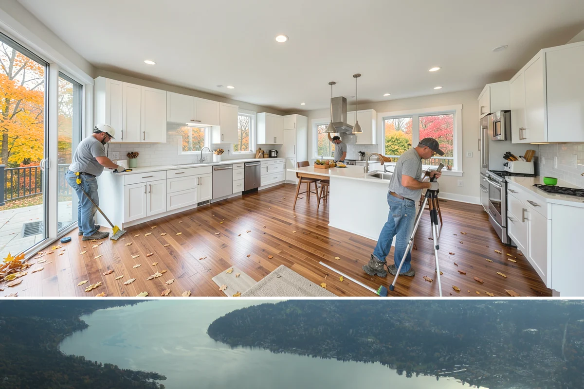 Glass Railing Installation in Sammamish, King County, WA - Glass railing work is precise indoor installation suited to any time of year.