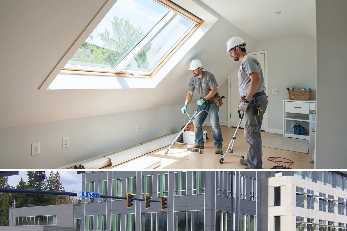 Glass Railing Installation in Shoreline, King County, WA - Glass railing work is precise indoor installation suited to any time of year.