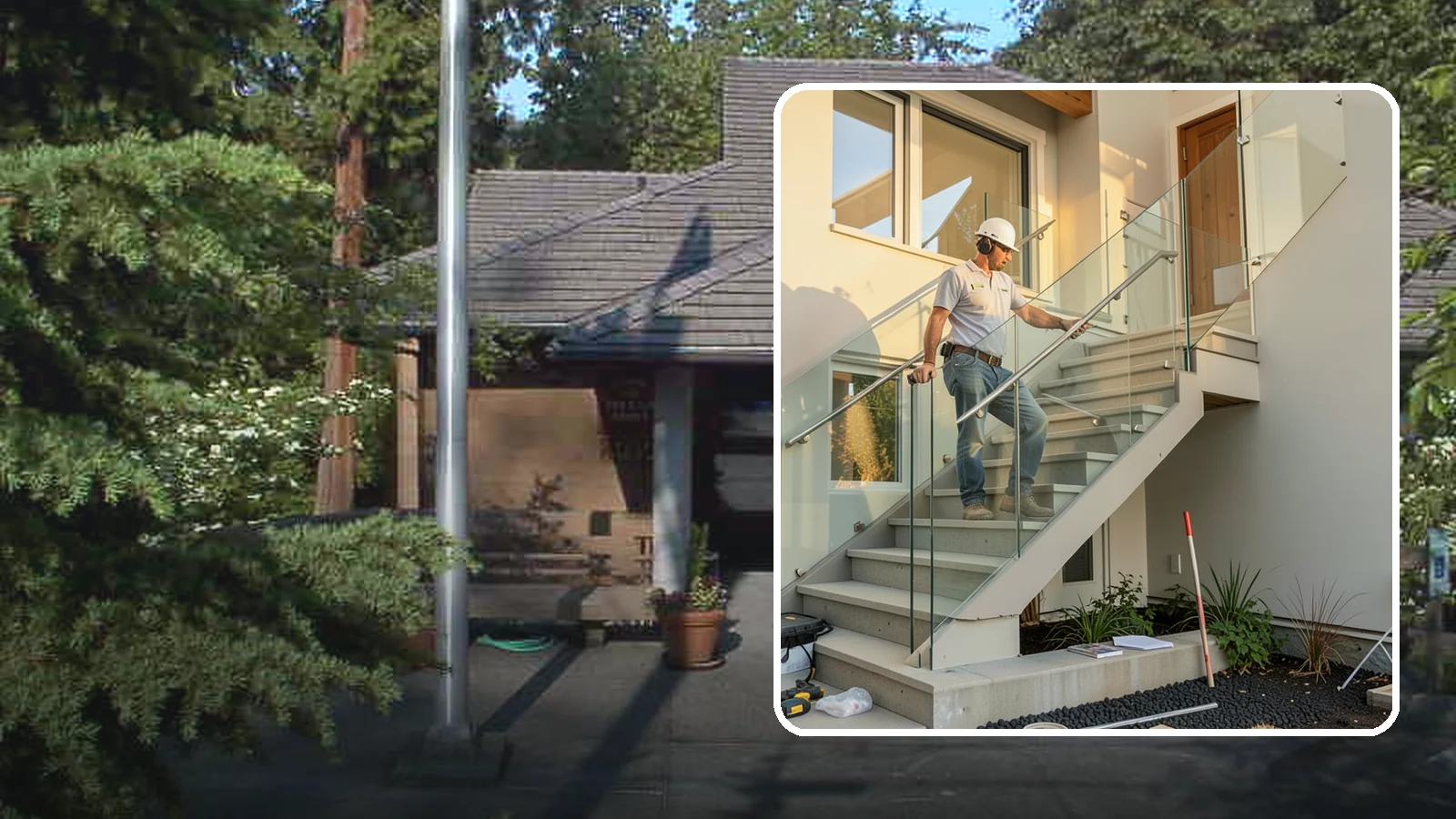 Glass Railing Installation in Yarrow Point, King County, WA - Tempered glass railings that add safety and light-filled openness to any stair or landing.