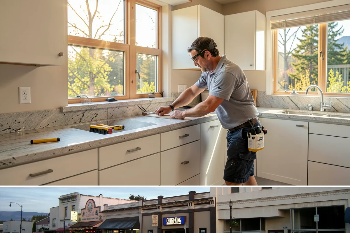 Granite Countertop Installation in Burlington, Skagit County, WA - Granite installs indoors year-round, letting you upgrade your kitchen even through the rainy Western Washington winter.