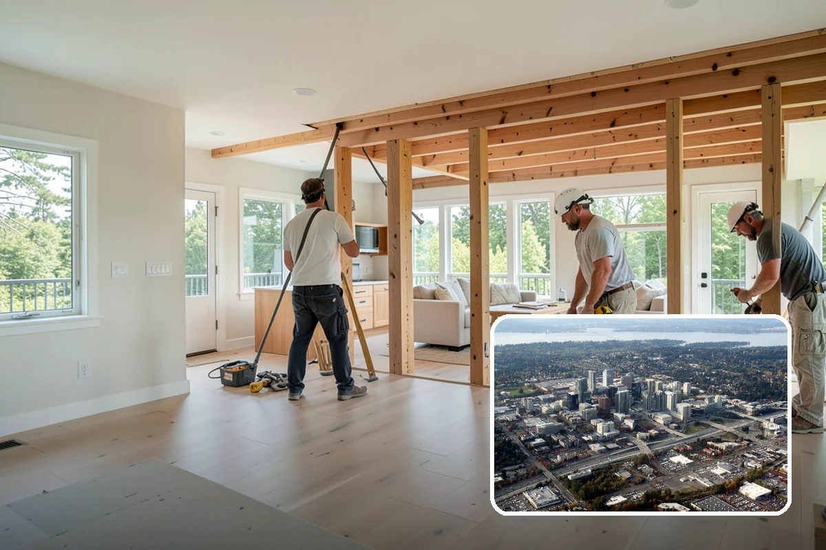 Gut Renovation in Bellevue, King County, WA - A complete fresh start down to the framing