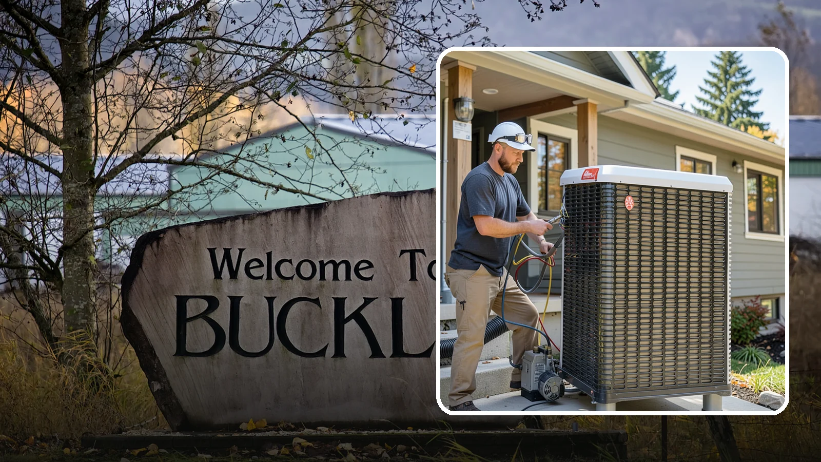 Heat Pump Installation in Buckley, Pierce County, WA - We install energy-efficient heat pumps that provide both heating and cooling ideal for the mild Puget Sound climate.
