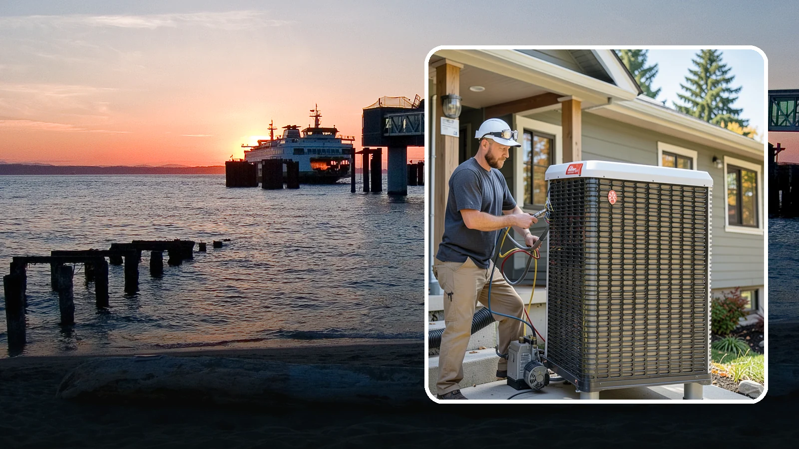 Heat Pump Installation in Edmonds, Snohomish County, WA - We install energy-efficient heat pumps that provide both heating and cooling ideal for the mild Puget Sound climate.