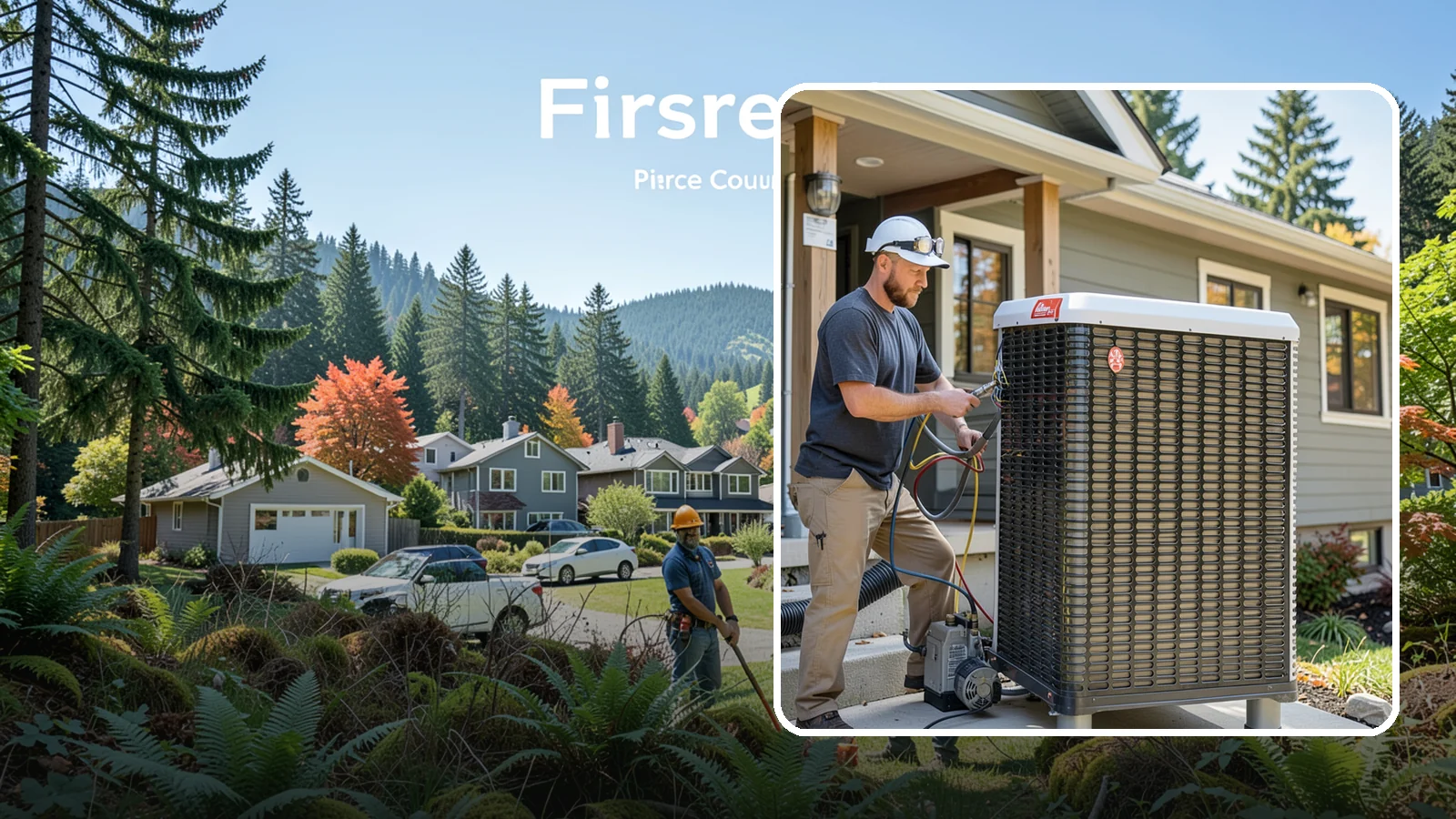 Heat Pump Installation in Fircrest, Pierce County, WA - We install energy-efficient heat pumps that provide both heating and cooling ideal for the mild Puget Sound climate.