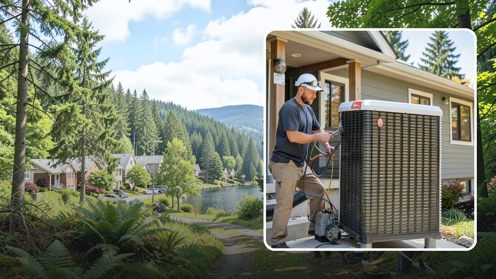 Heat Pump Installation in Lake Forest Park, King County, WA - We install energy-efficient heat pumps that provide both heating and cooling ideal for the mild Puget Sound climate.