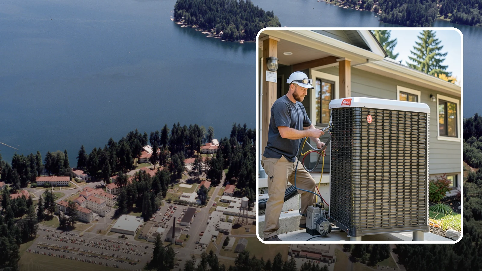 Heat Pump Installation in Lakewood, Pierce County, WA - We install energy-efficient heat pumps that provide both heating and cooling ideal for the mild Puget Sound climate.