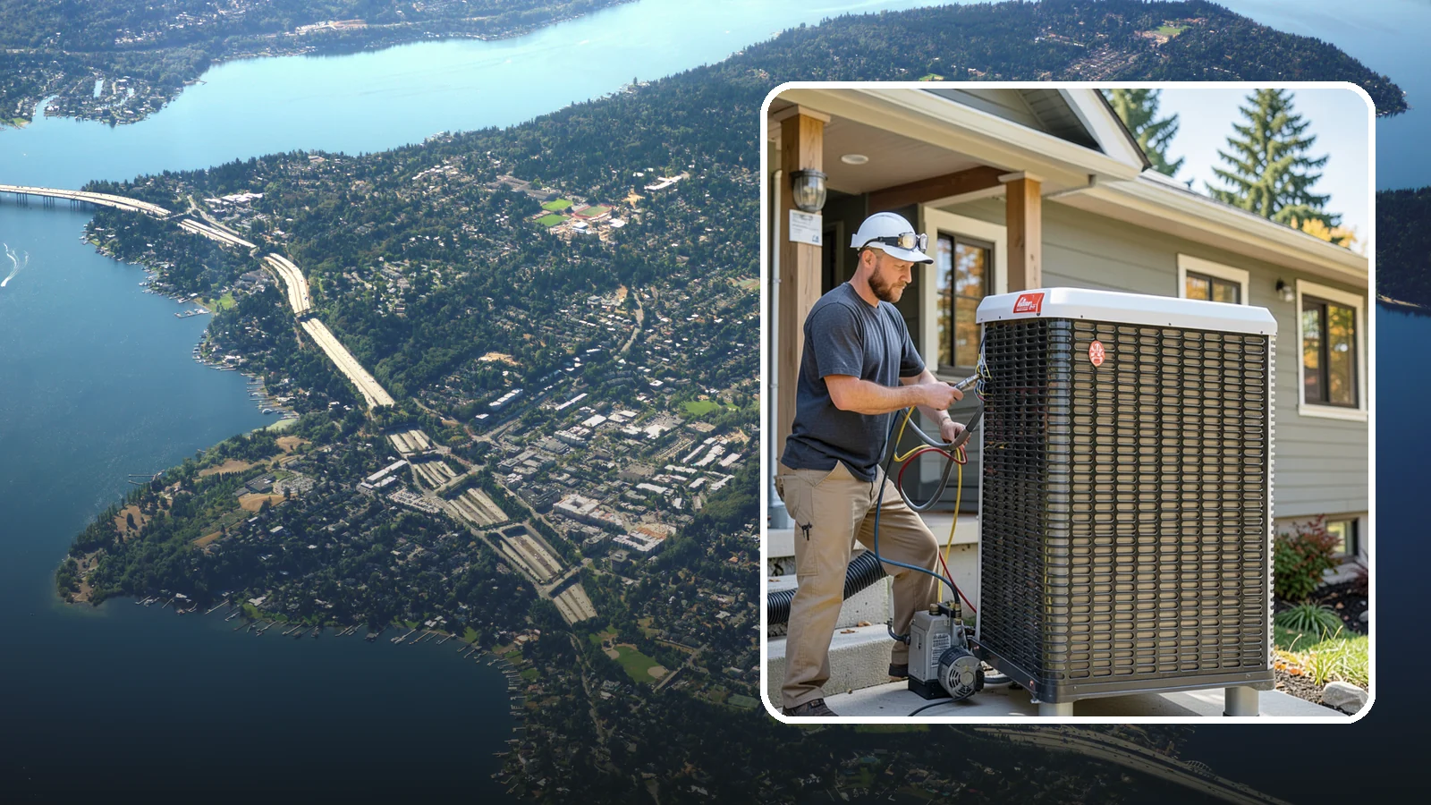Heat Pump Installation in Mercer Island, King County, WA - We install energy-efficient heat pumps that provide both heating and cooling ideal for the mild Puget Sound climate.